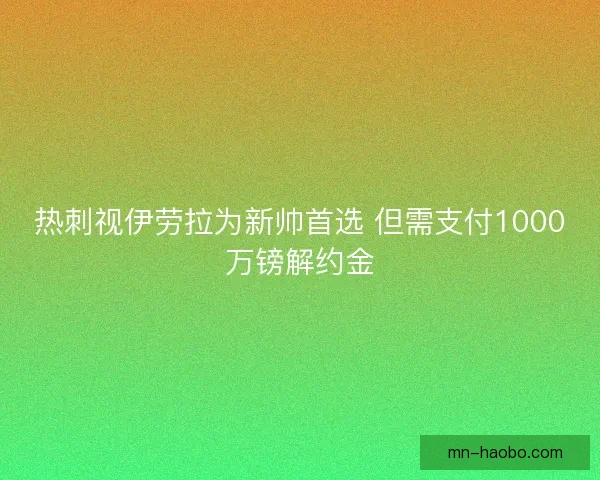 热刺视伊劳拉为新帅首选 但需支付1000万镑解约金